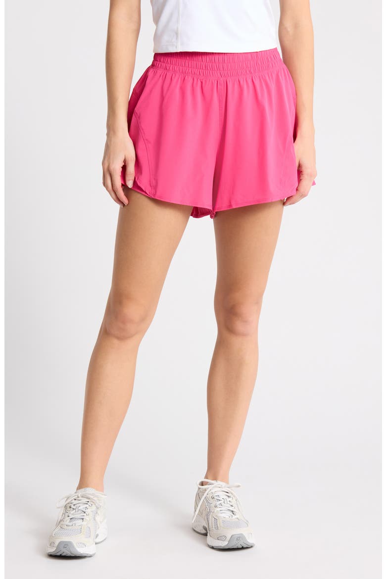 Lightstreme High Waist Layered Running Shorts, Main, color, RASPBERRY SORBET