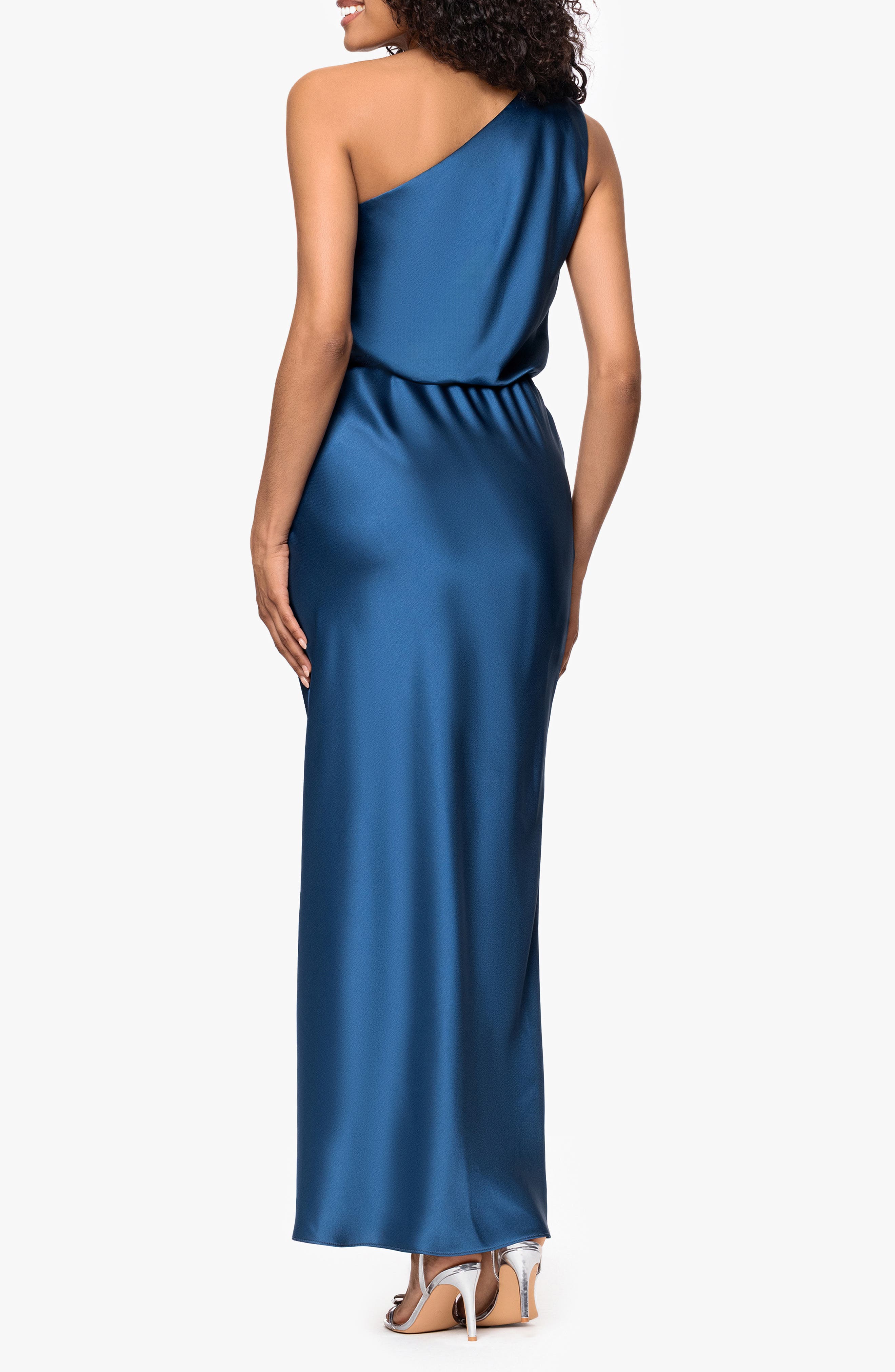 One Shoulder Satin Evening Gown - image 2