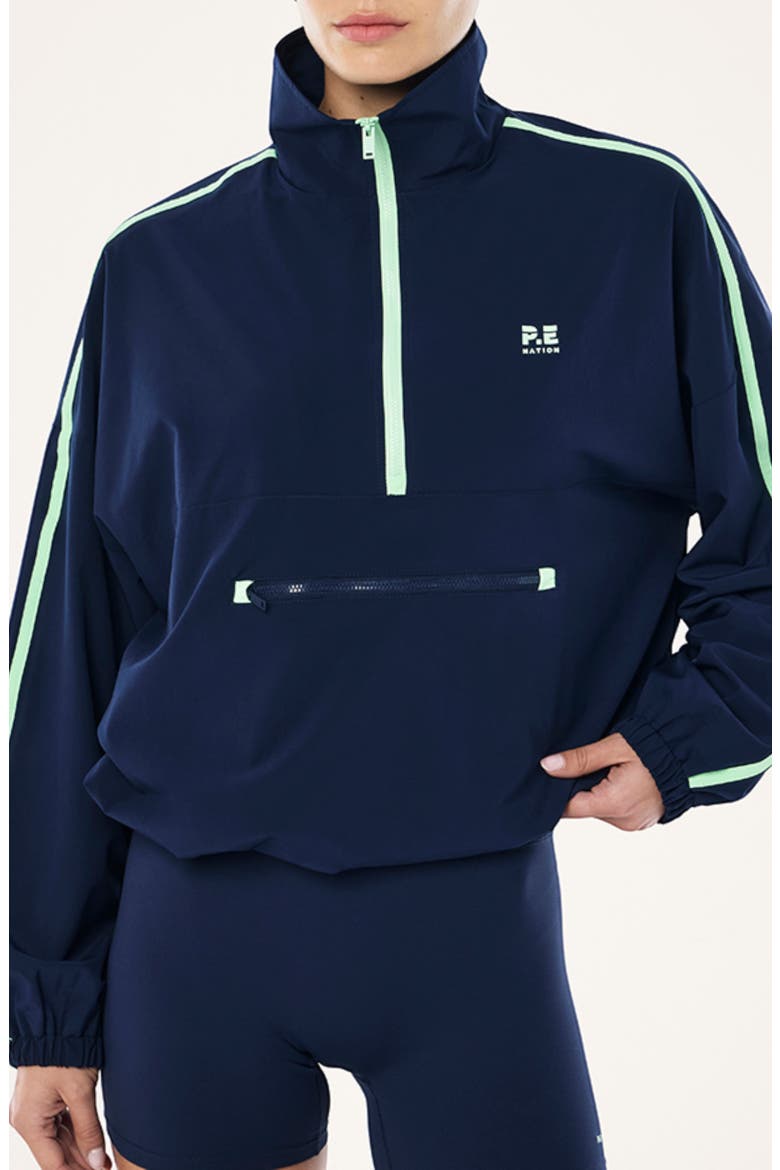 Accelerate Quarter Zip Windbreaker, Main, color, DARK NAVY