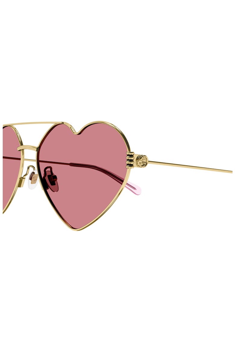 62mm Oversized Heart Sunglasses, Alternate, color, GOLD 2
