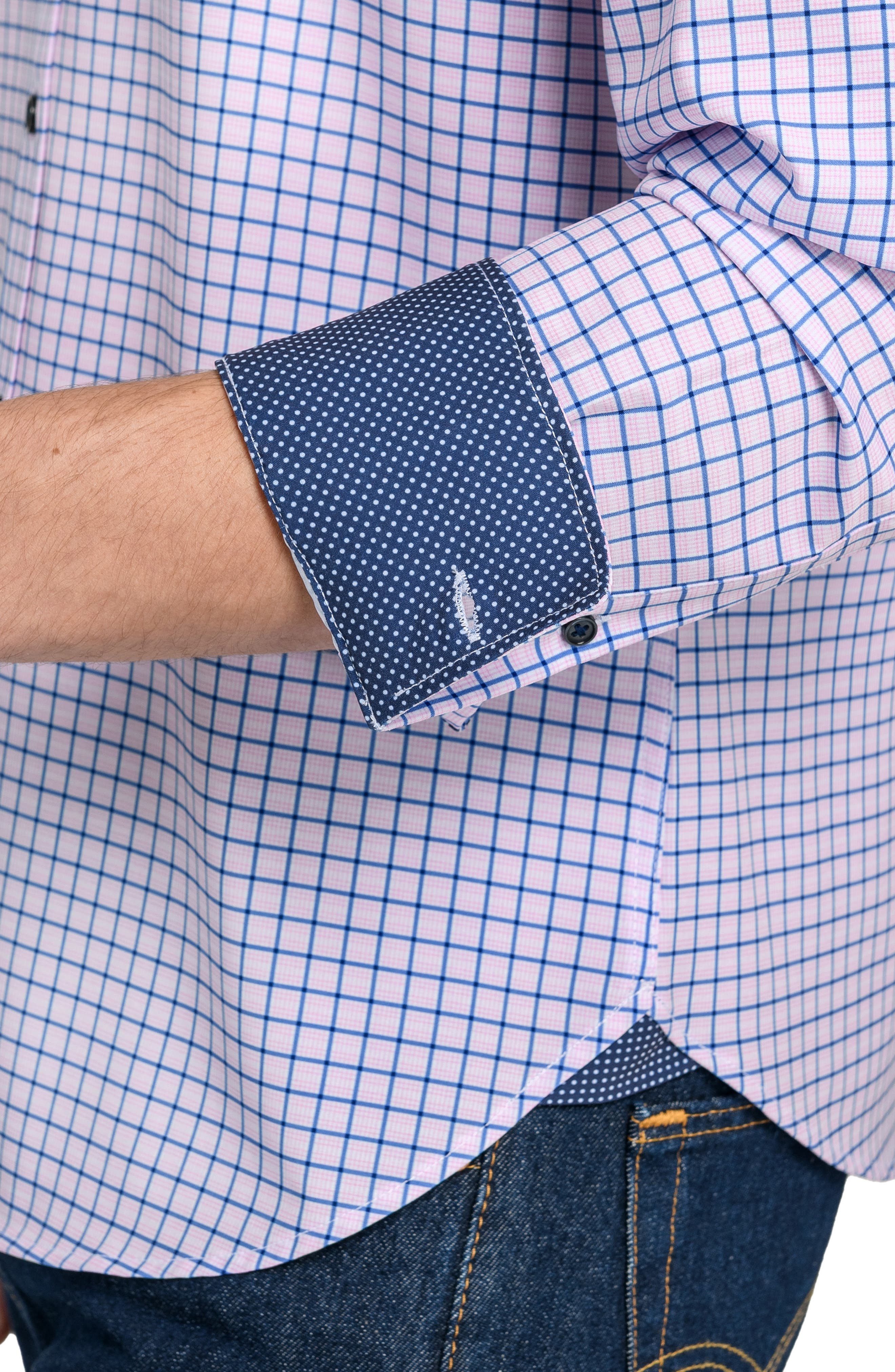 CONSTRUCT Grid Print Stretch Dress Shirt (Men) | Nordstromrack