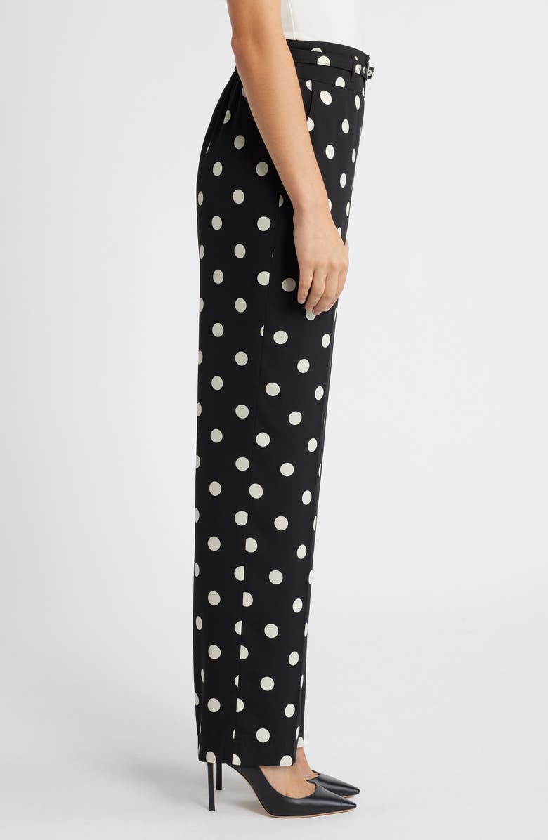 Anne Klein Belted High Waist Polka Dot Wide Leg Pants, Alternate, color,