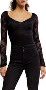 Free People Perfectly Fine Long Sleeve Lace Bodysuit