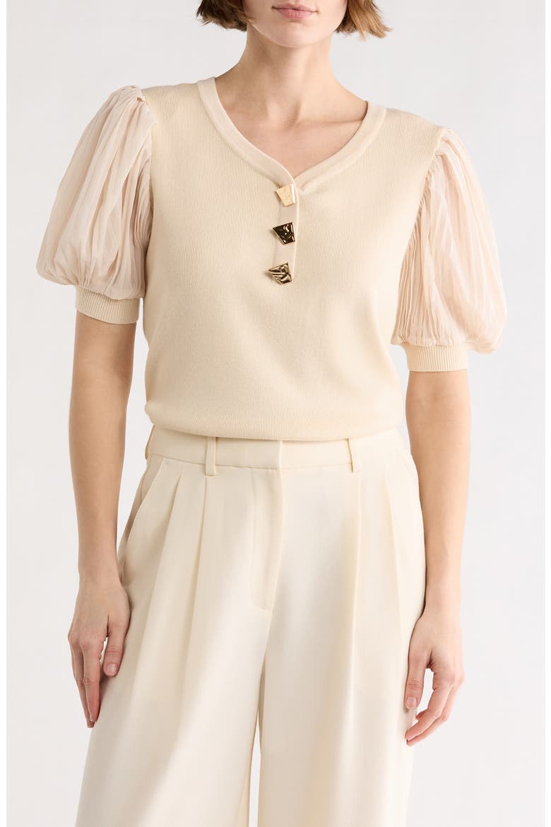 Asta Puff Sleeve Sweater, Main, color, BITTER CHOCOLATE