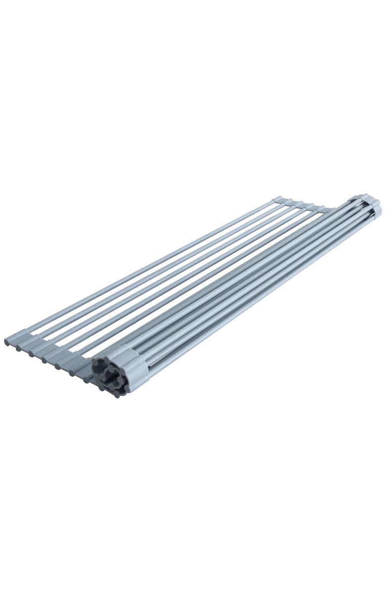 Better Houseware Over the Sink Roll Up Drying Rack, Silicone and Stainless Steel, Alternate, color, Gray
