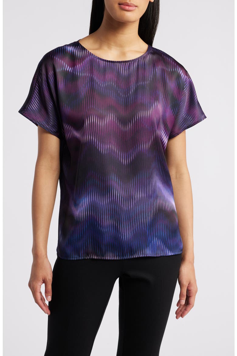 Abstract Print Short Sleeve Top, Main, color, DEEP PLUM MULTI