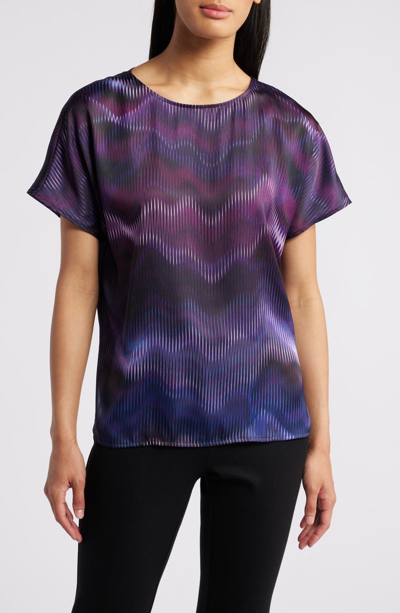 Anne Klein Abstract Print Short Sleeve Top, Main, color,