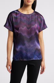 Anne Klein Abstract Print Short Sleeve Top