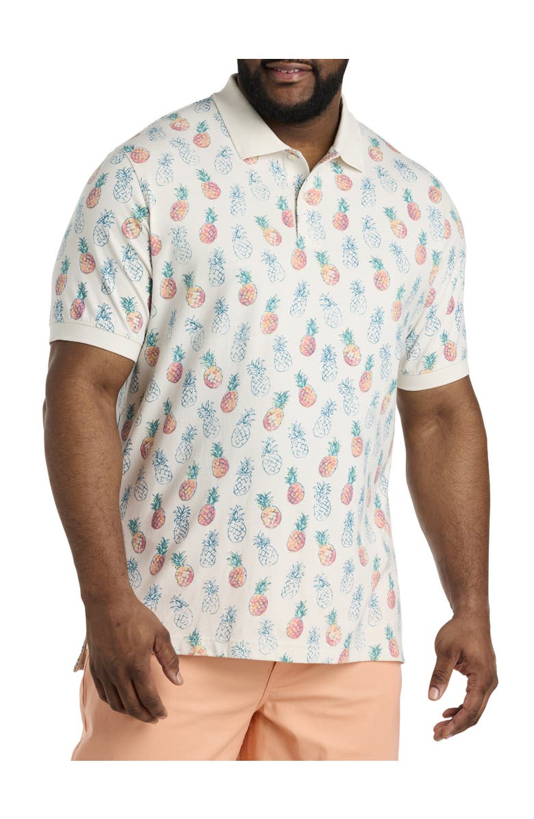 Harbor Bay by DXL Big & Tall Multicolor Pineapple Print Polo Shirt, Main, color, 