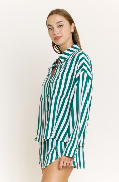 Honeydew Brunch Date Long Sleeve Shorts Pajamas In Green