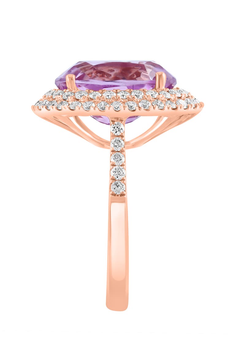 14K Rose Gold Diamond & Kunzite Halo Cocktail Ring, Alternate, color, 14K Gold