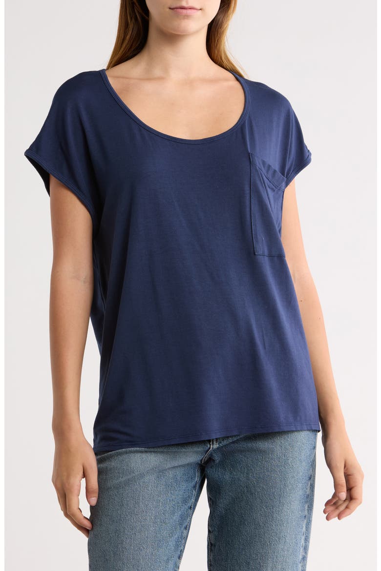 Round Neck Dolman Sleeve Top, Main, color, DEJA VU BLUE