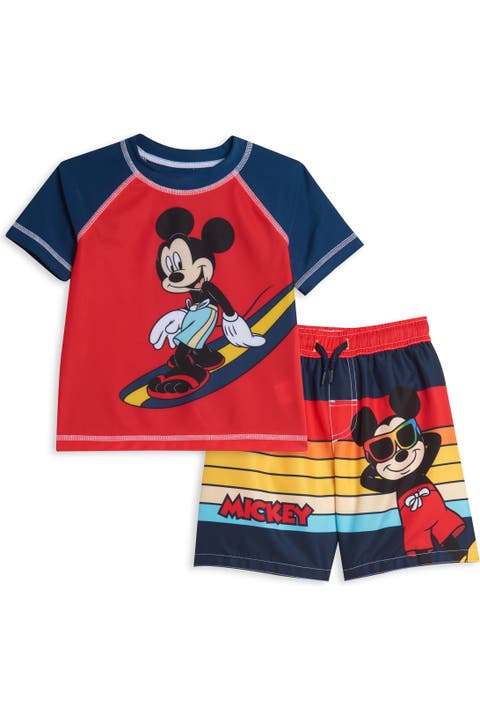 Mickey Mouse 2-Piece Rash Guard and Swim Trunks Set