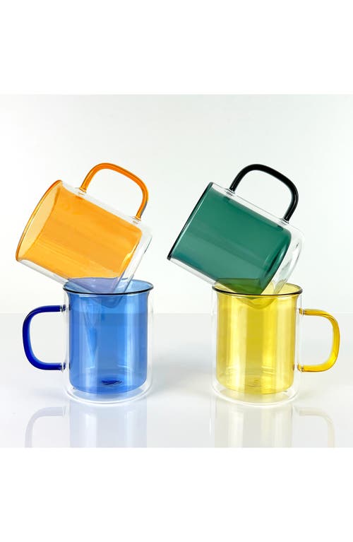 Cloudnola Cubo Set Of 4 Double-wall Mugs In Multi