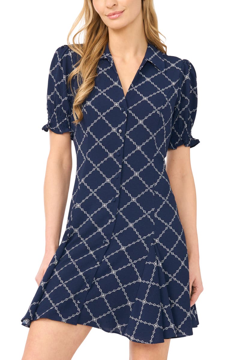 CeCe Puff Sleeve Minidress, Alternate, color, Classic Navy