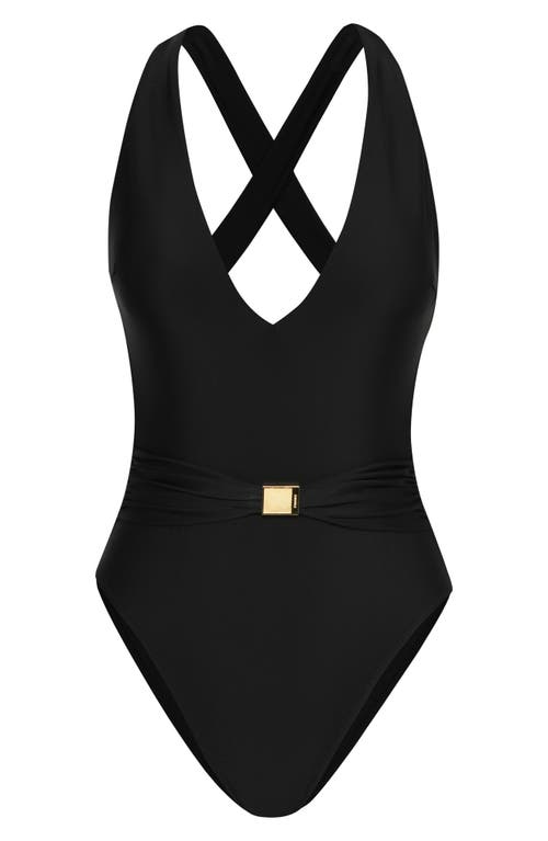 L Agence Lisa Solid Plunge One-piece Swimsuit In Black