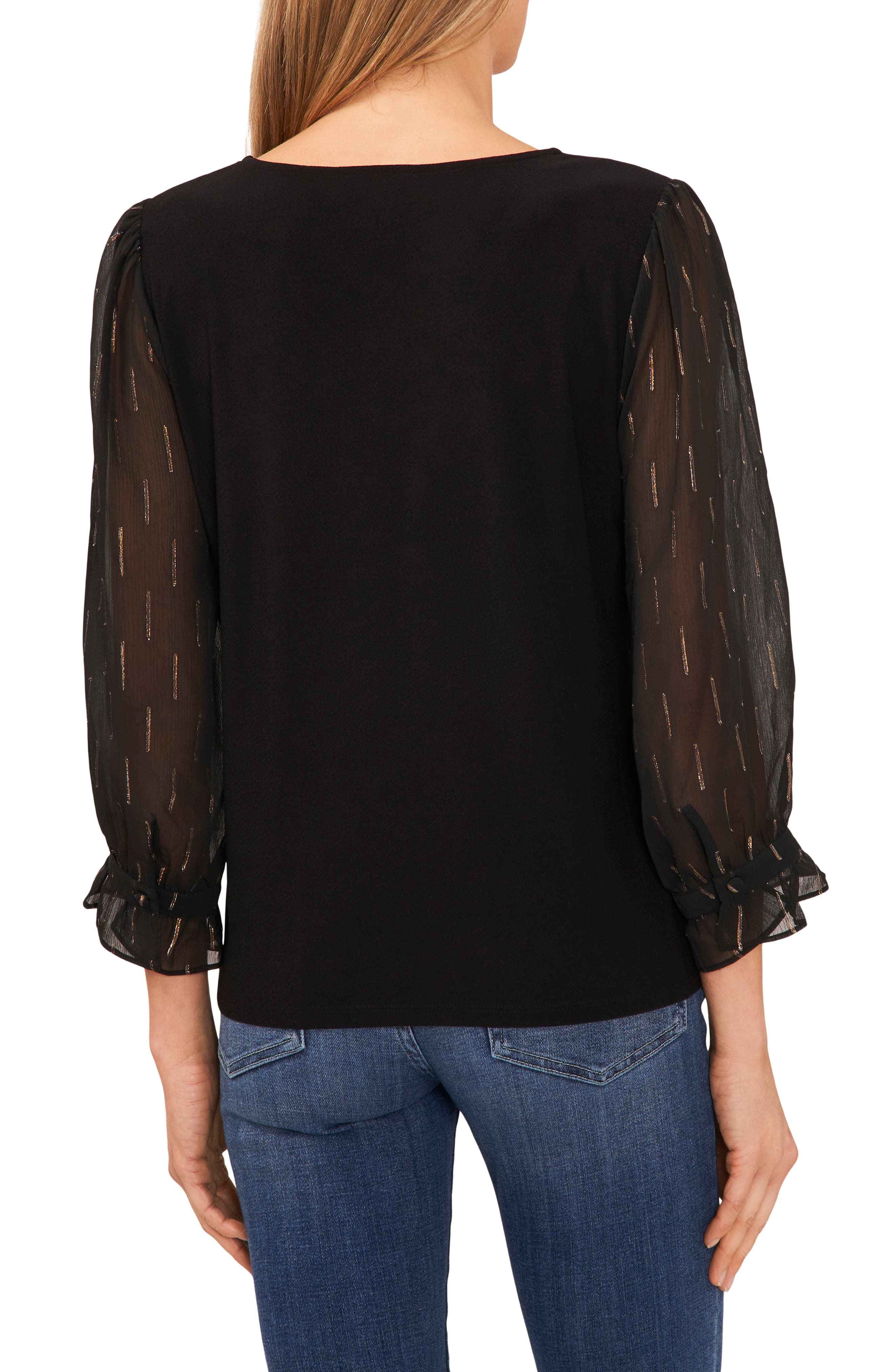 V-Neck Mixed Media Top - image 2
