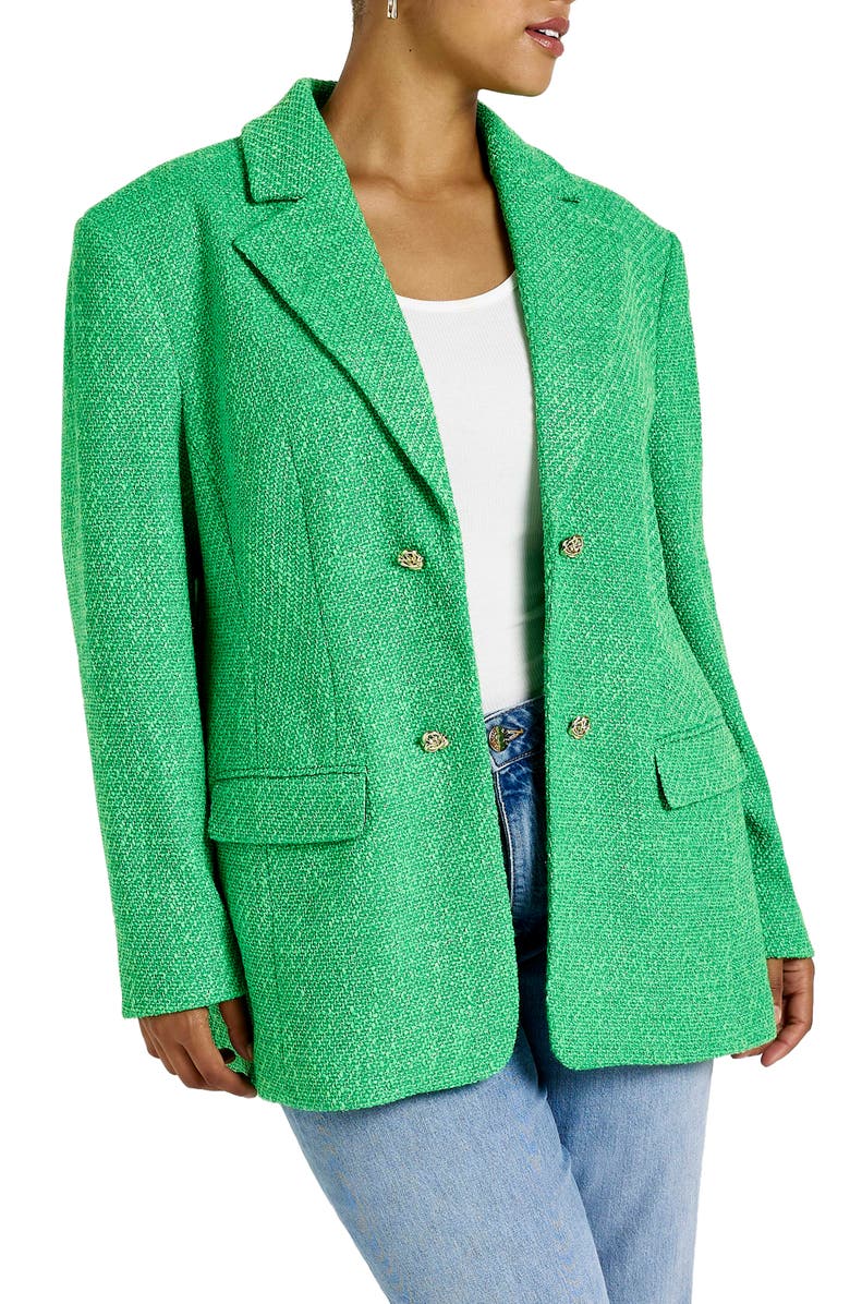 River Island Fitted Bouclé Blazer, Main, color, 
