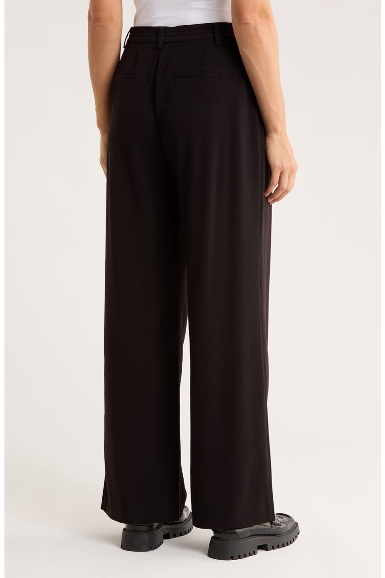 Pleated Front Wide Leg Pants, Alternate, color, BLACK