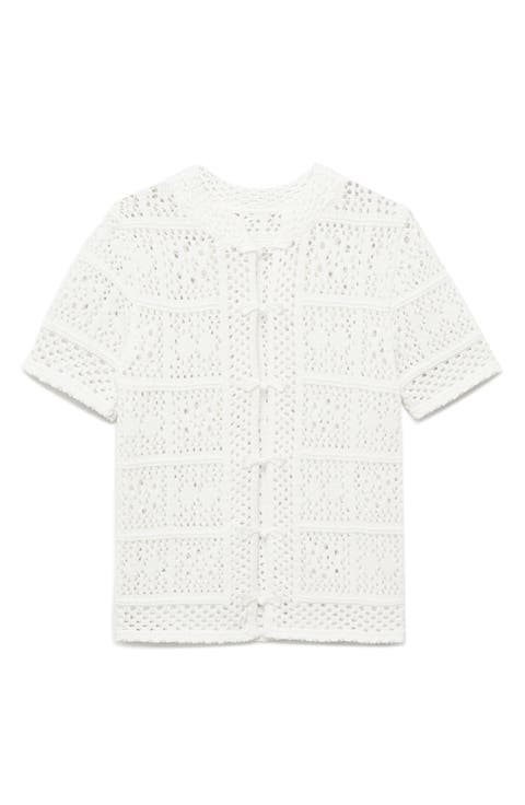 Open Stitch Short Sleeve Cardigan