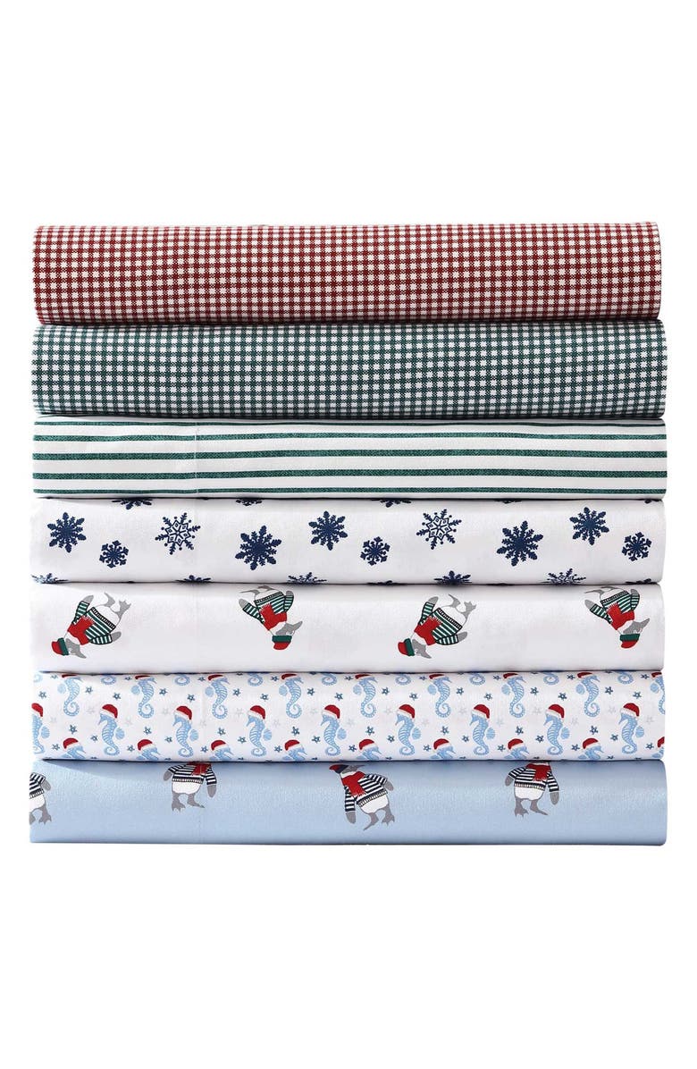 Nautica Holiday Seahorse Flannel Sheet Set, Alternate, color,