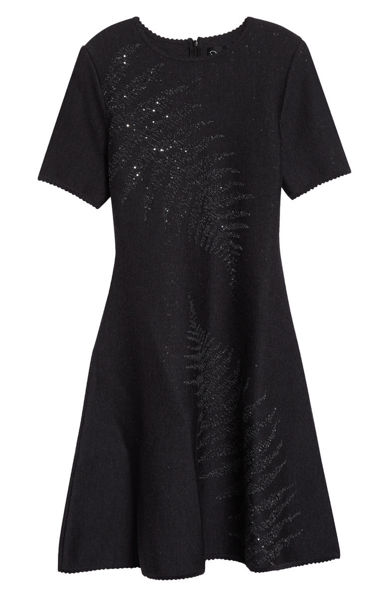 Oscar de la Renta Fern Sequin Embroidered Fit & Flare Dress, Alternate, color, Charcoal