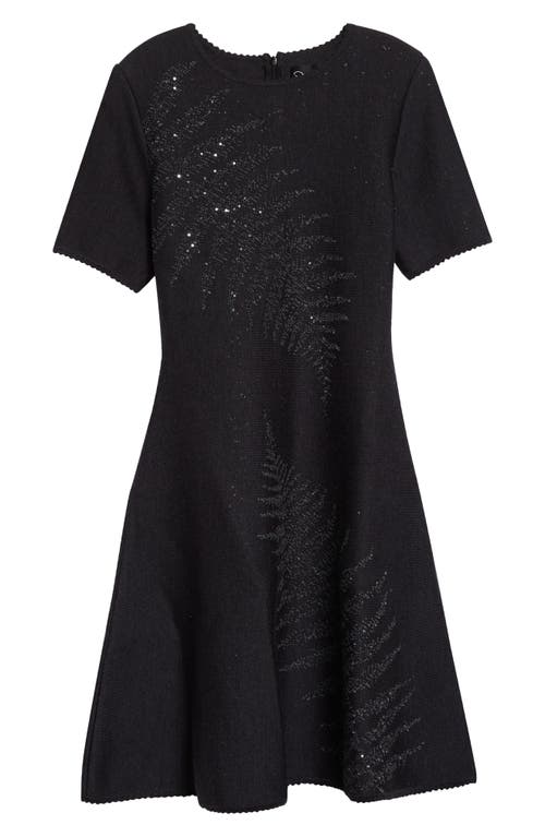 Oscar De La Renta Fern Sequin Embroidered Fit & Flare Dress In Black