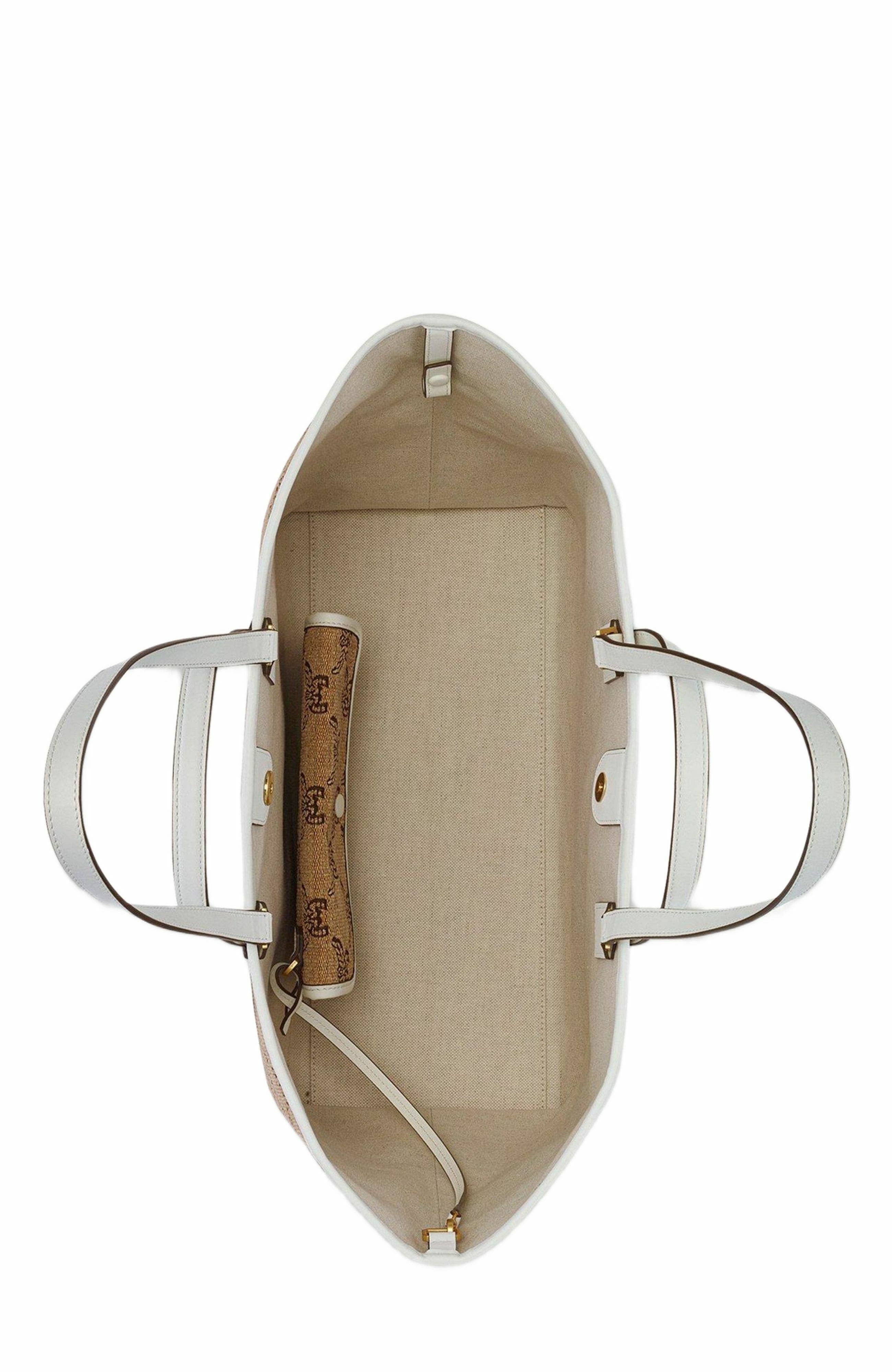 MCM Himmel Shopper in Lauretos Raffia Jacquard, Alternate, color, Beige