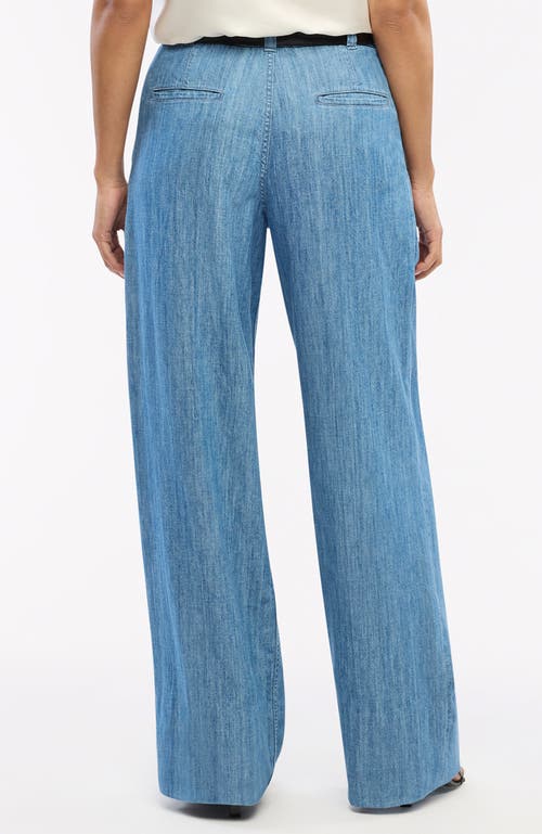 Another Tomorrow Chambray Relaxed Wide Leg Pant In Medium Blue
