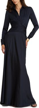 Lauren Ralph Lauren Featherweight Satin Charmeuse Shirtdress Gown