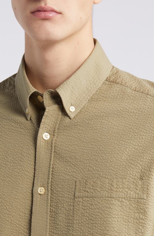 Forét Foret Bush Seersucker Button-down Shirt In Olive