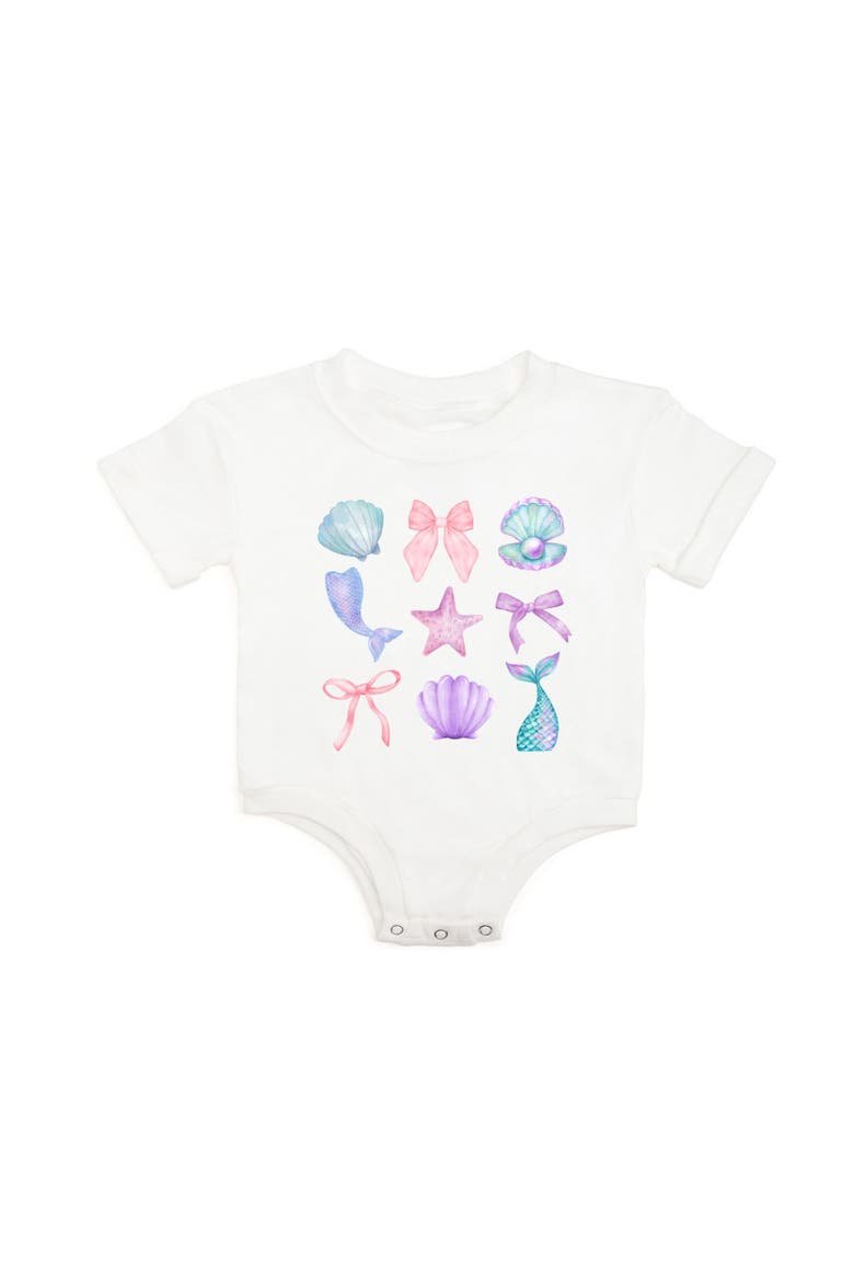Mermaid Cutie Short Sleeve Romper, Main, color, White