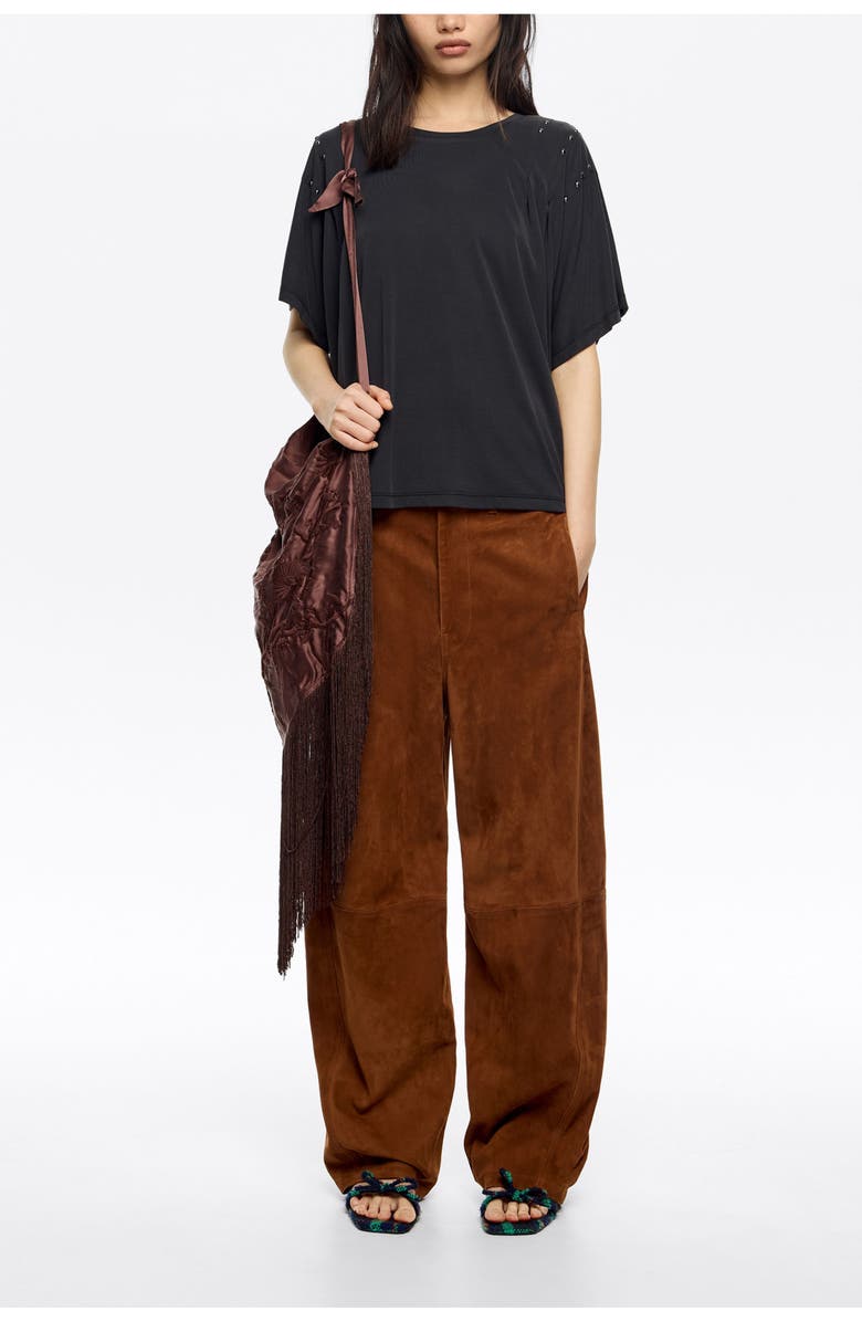 Bimba y Lola Shoulder Studs T-Shirt, Alternate, color, Washed Black