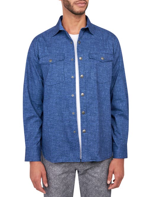 Brooklyn Brigade Dot Geo Cotton Stretch Shirt Jacket in Navy 