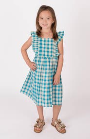 Popatu Kids' Floral Check Pinafore Dress