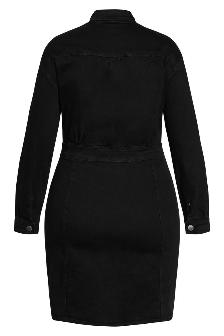 Rider Long Sleeve Denim Shirtdress, Alternate, color, BLACK WASH