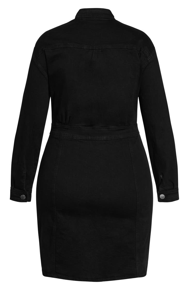 City Chic Rider Long Sleeve Denim Shirtdress, Alternate, color,