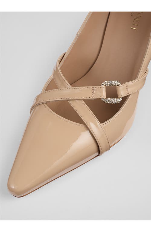 Lk Bennett Christie Crystal Buckle Pointed Toe Pump In Neutral