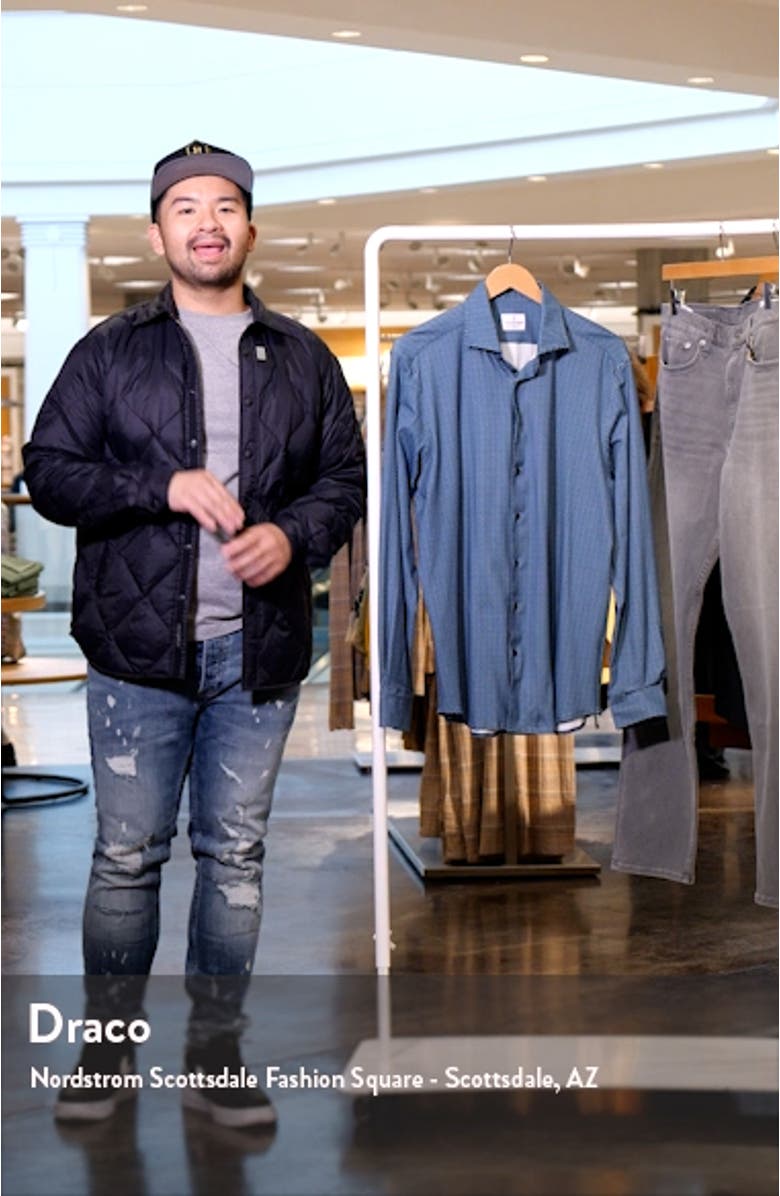 4Flex Modern Fit Geometric Print Knit Button-Up Shirt, sales video thumbnail