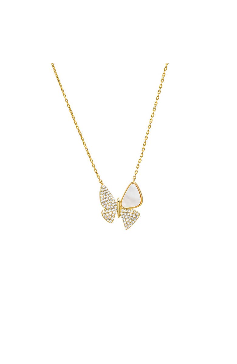 BY ADINA EDEN CZ Pave & Stone Accented Butterfly Necklace, Main, color, Mother Of Pearl