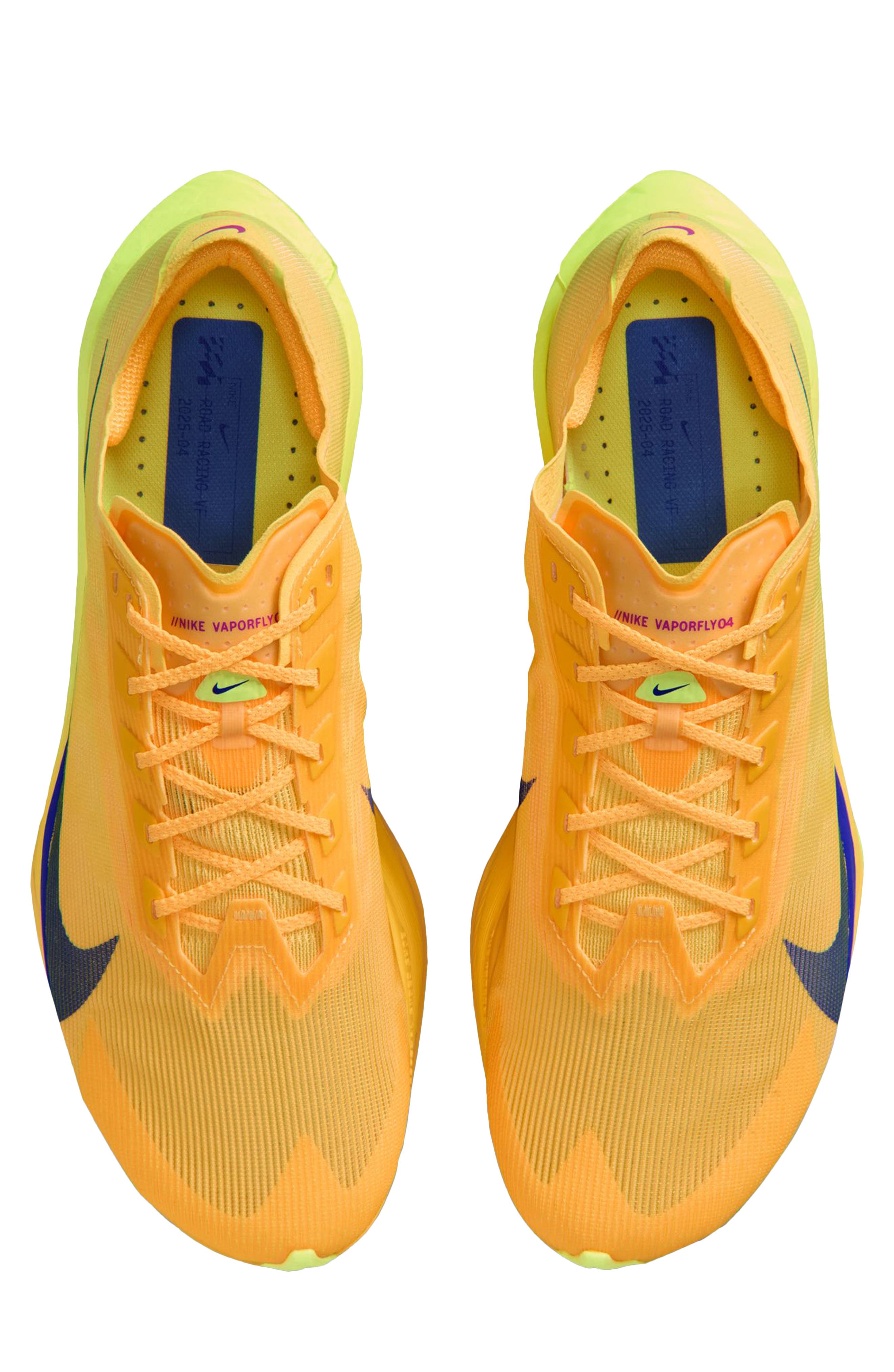 Nike Vaporfly 4 Racing Shoe, Alternate, color, Citron Pulse/ Orange/ Indigo