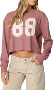 EDIKTED 88 Long Sleeve Waffle Knit Crop Top