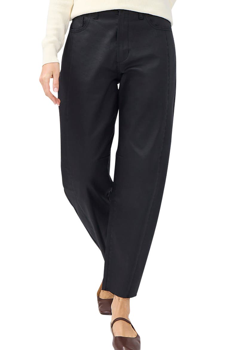 Coated Slim Barrel Jeans, Main, color, BLACK