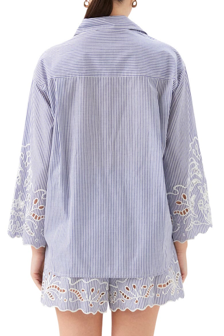 Dakota Stripe Embroidered Shirt, Alternate, color, NAVY W/ OFF WHITE