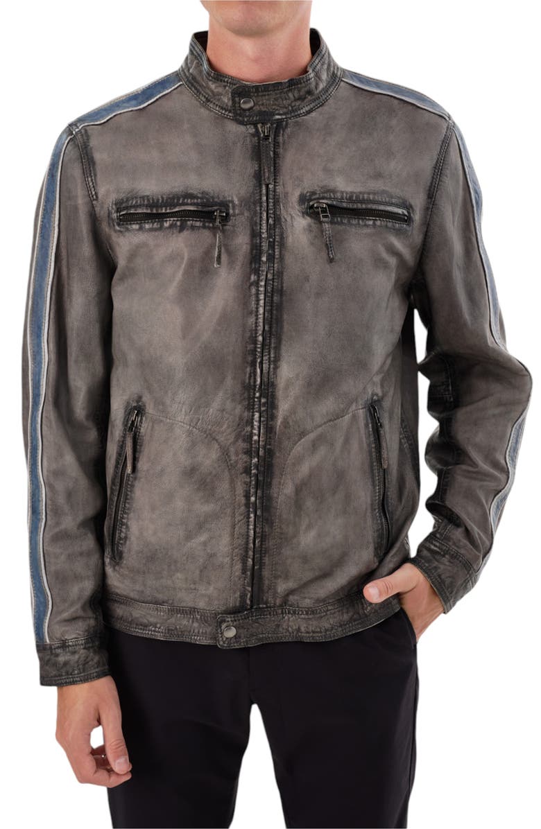 REGENCY Lambskin Leather Moto Jacket, Alternate, color, Grey