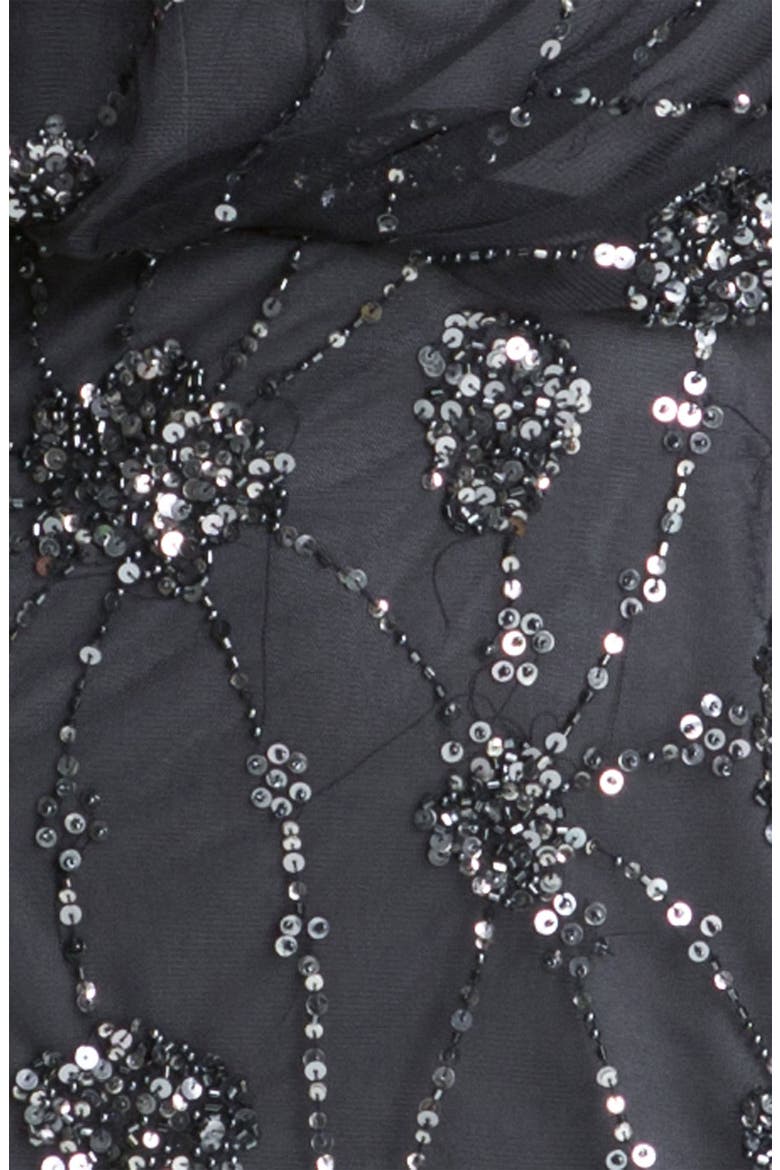 Embellished One Shoulder Mesh Dress, Alternate, color, CHARCOAL