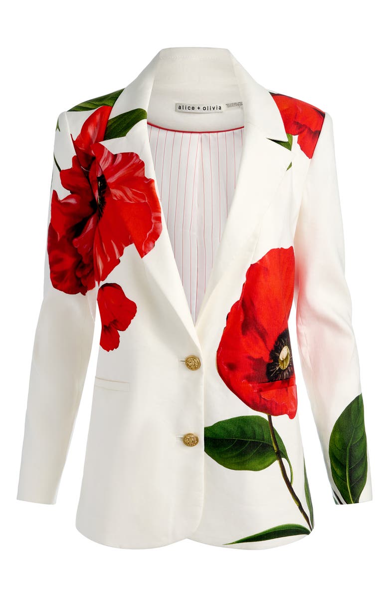 Alice + Olivia Elna Long Poppy Print Blazer, Alternate, color, Summer Poppy