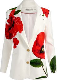 Alice + Olivia Elna Long Poppy Print Blazer