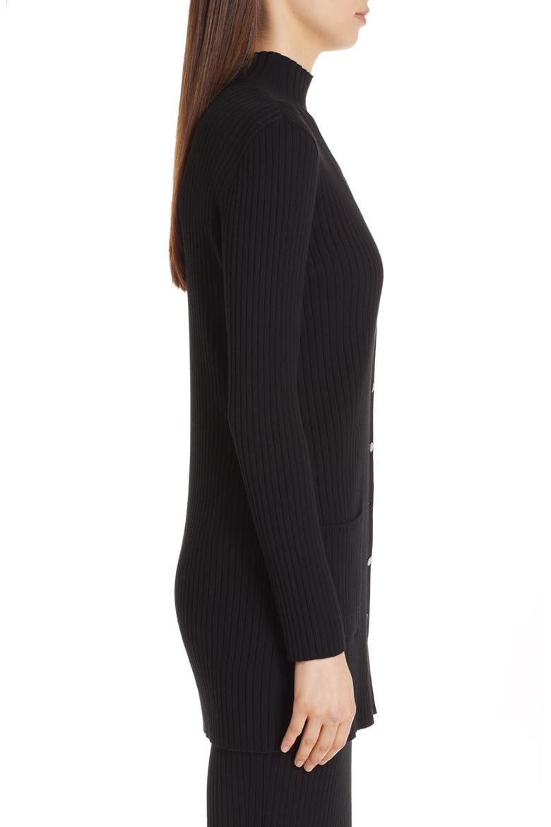 Flat Rib Knit Cardigan, Alternate, color, CAVIAR