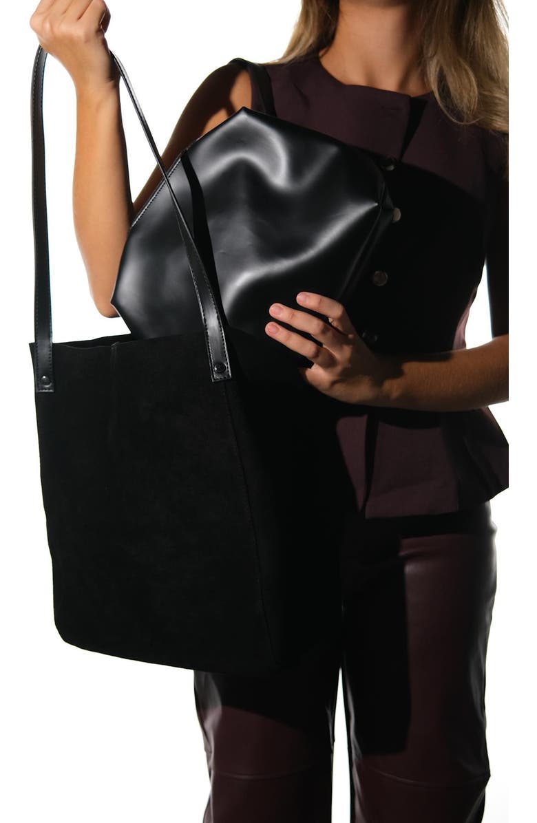 Forever & Always Shoes Alfred Leather Shoulder Bag, Alternate, color, Black Suede